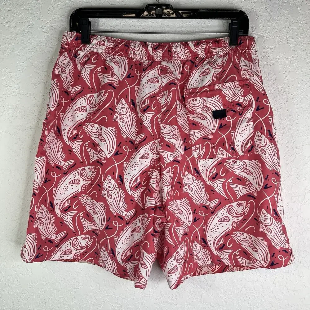 Vineyard Vines Sea-life Print Coral/White Board Short Size M Beach, Pool, Summer